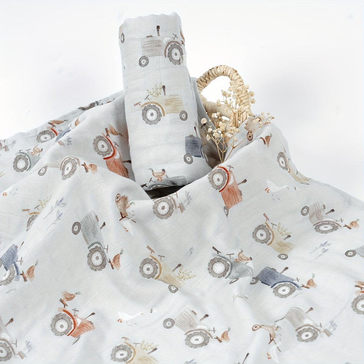 Baby Bamboo Cotton Blanket with Muslin Swaddle Wrap 119x109cm