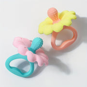 Silicone Teething Toy for Babies Soft and Safe Chewable Teether in Pink Blue Yellow