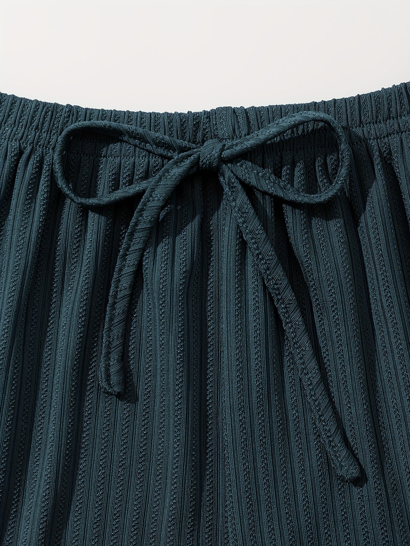 Women's Ribbed Lounge Set with Lace Trim Crop Cami Top and Long Pants