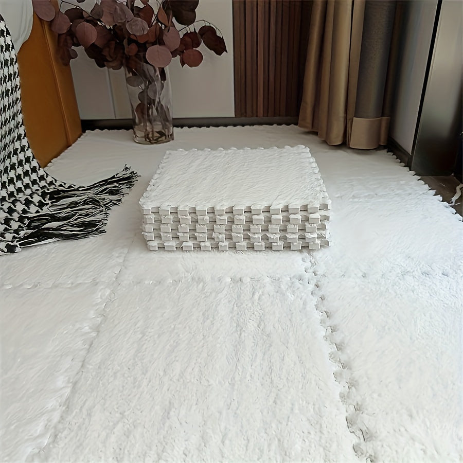 Machine Made Polyester EVA Square Carpet Tiles Set Washable Interlocking Floor Mats 29.97cm