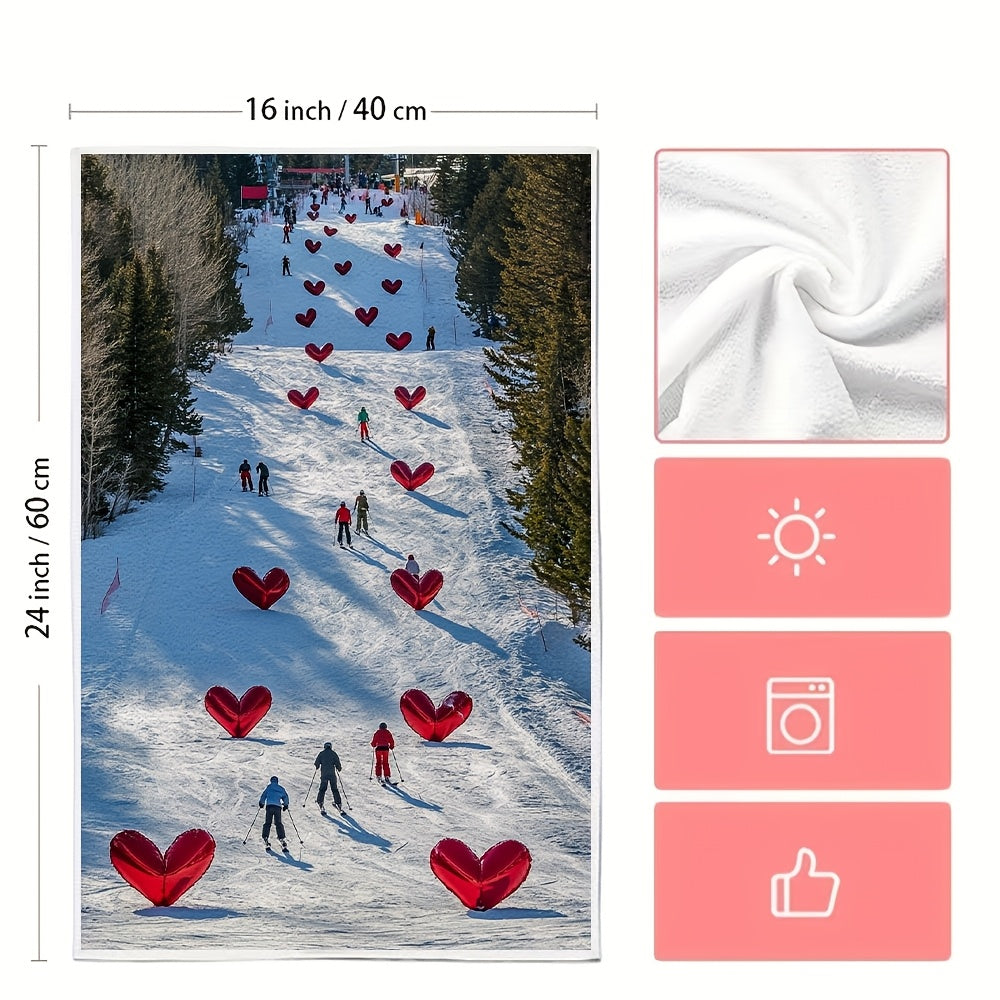 2 ta Ultra Soft Polyester oshxona sochiqlari to'plami, Coastal Heart Flags, 16x24 dyuym