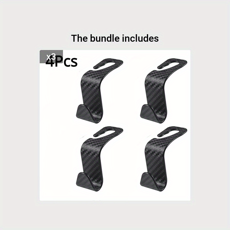 4/8PCS Carbon Fiber Car Seat Headrest Hooks Auto Back Seat Organizer Storage