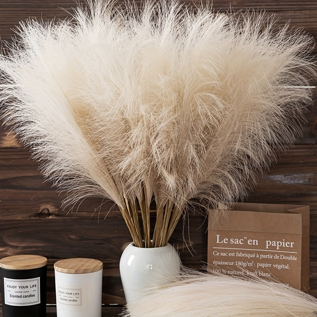 15pcs Faux Pampas Grass Bundle 55.88cm Cream Light Brown for Home Decor Living Room Vase Display