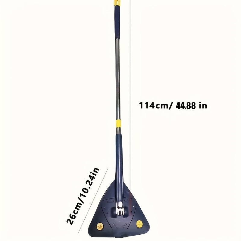 Triangle Spin Mop with Built-In Scraper Compact Blue Yellow Ergonomic