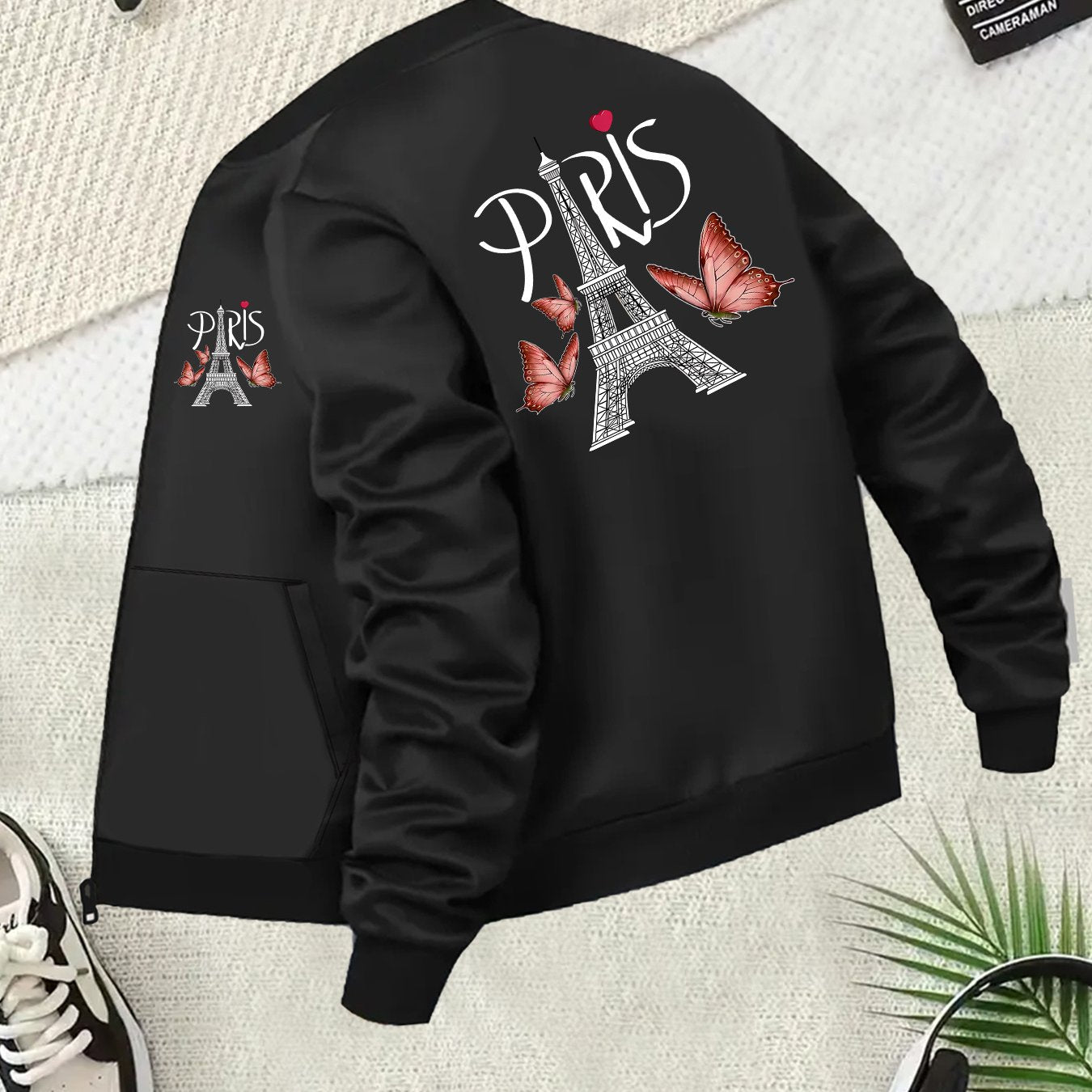 Plus Size Women's Casual Zip-Up Baseball Collar Pilot Jacket