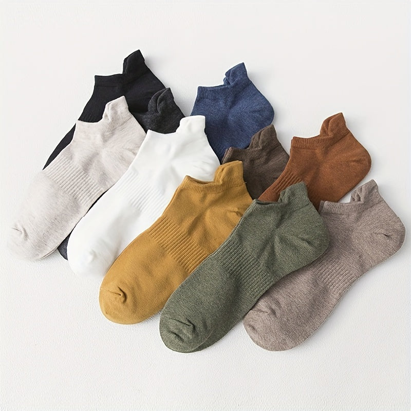 Men's Breathable Sweat-Absorbing Anti-Odor Short Socks Pack of 5 or 10 Summer Socks