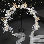 Многоцветная повязка на голову с искусственными жемчужинами и кристаллами в виде цветов для свадеб и мероприятий