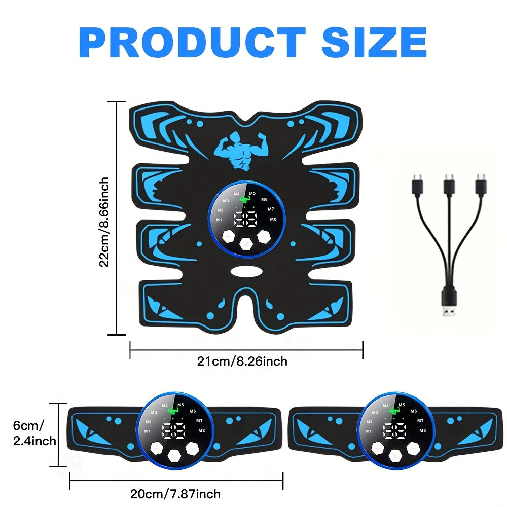 Intensivlik va rejim nazorati bilan sozlanadigan to'liq tanali massaj treneri, qorin mushaklari, qo'llar va oyoqlar uchun mos. USB orqali zaryadlanadigan EMS texnologiyasi bilan, uy va ofis uchun mukammal.