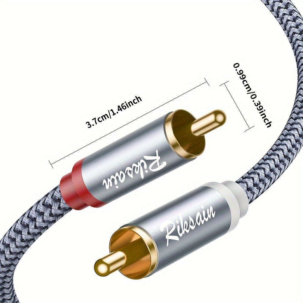 2-RCA Male to Male Shielded Audio Cable Nylon Braided 10ft for HDTV Home Theater Gaming