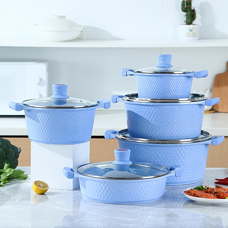 Juego de utensilios de cocina de aluminio duradero, ollas y sartenes antiadherentes para estufa de gas