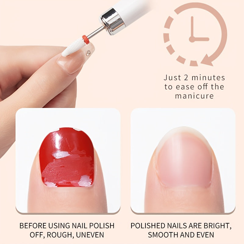 Electric Nail Drill Kit with 12 Grinding Heads USB Rechargeable 3-Speed Dual-Direction Manicure Pedicure Dead Skin Removal