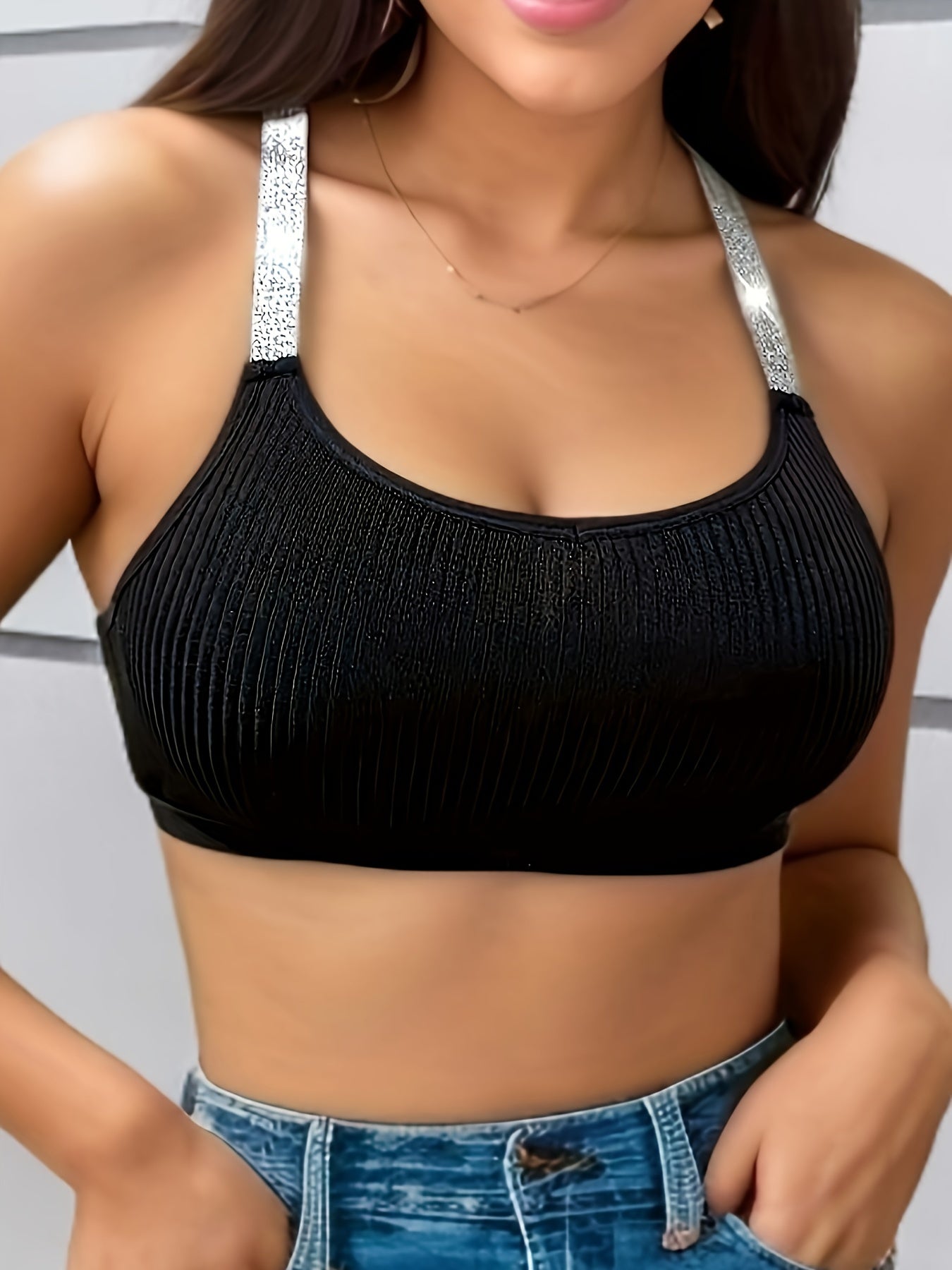 Women's Wireless Ribbed Racerback Bra Full Coverage Breathable Comfort
