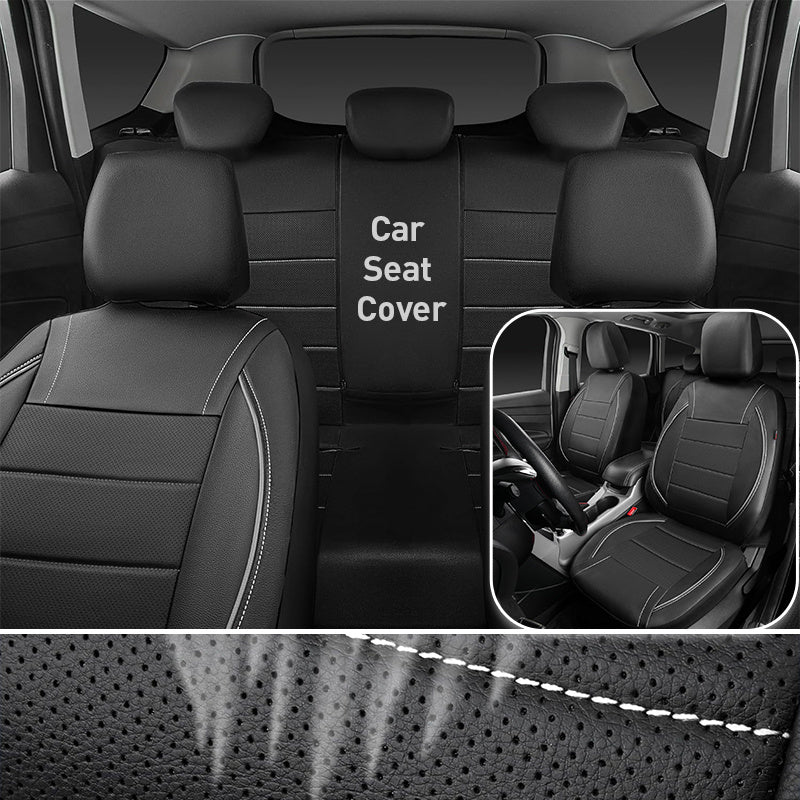 Full Coverage Faux Leather Car Seat Cover for Front Seats All-Season Protection