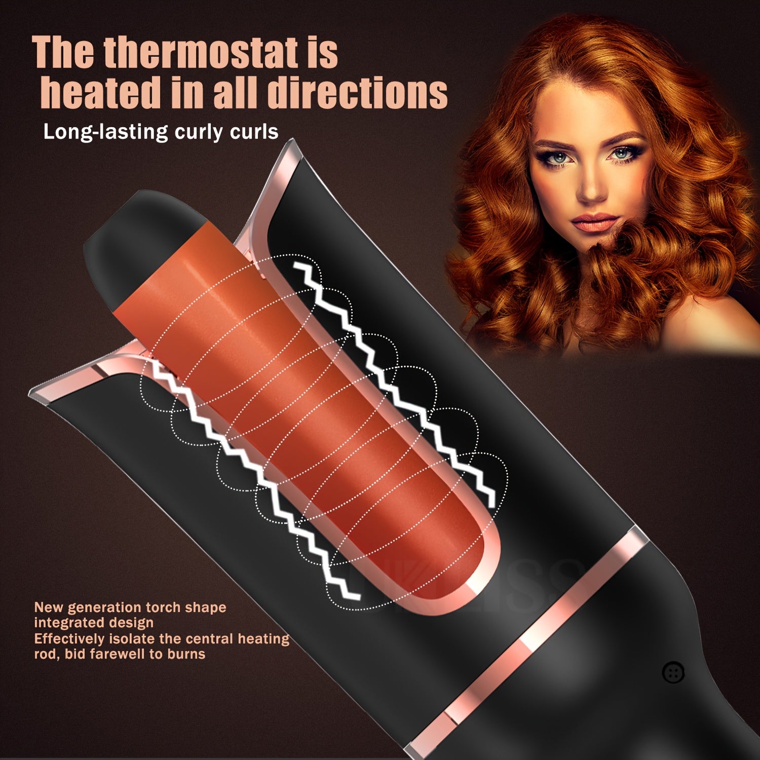 Curling Iron with Ceramic Rotating Barrel 6 Temp Settings Auto Shut-Off Fast Heating
