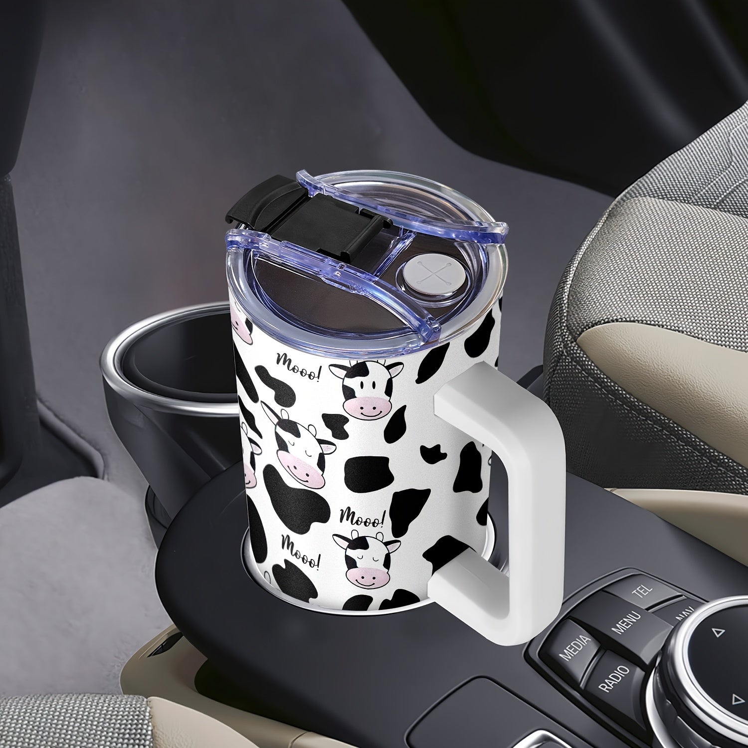 40oz Stainless Steel Tumbler with Cow Print Vacuum Insulated BPA Free Keeps Beverages Cold 48 Hours