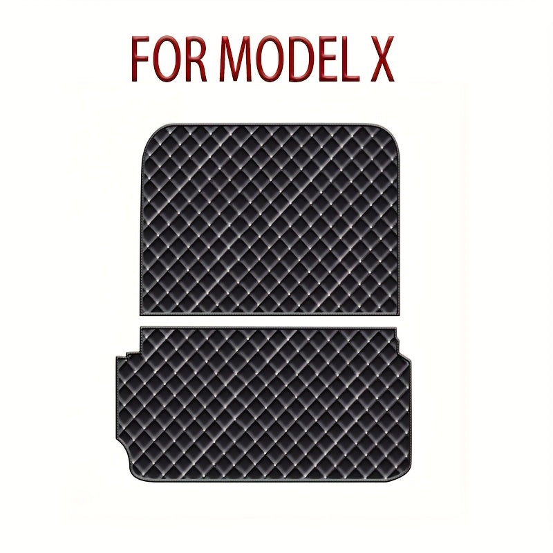 Faux Leather Car Trunk Mat Cargo Liner for SUVs Black and White Geometric