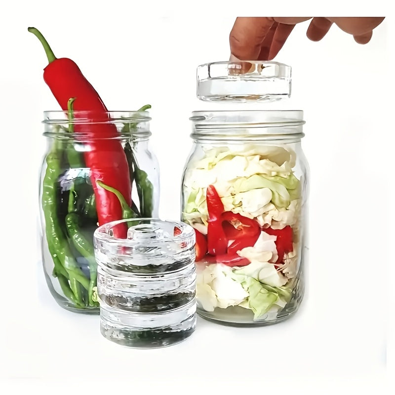 Glass Fermentation Weights with Handle and Wide-Mouth Mason Jar Lid Food-Grade Material