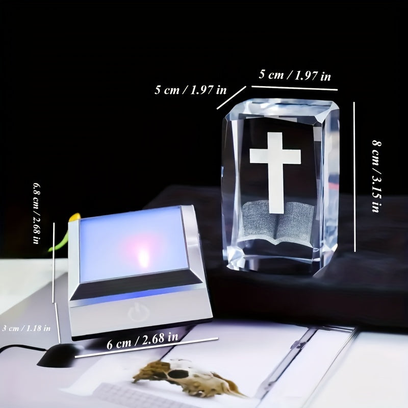3D Cross Crystal LED Night Light for Christian Home Decor and Gifts for Women and Men
