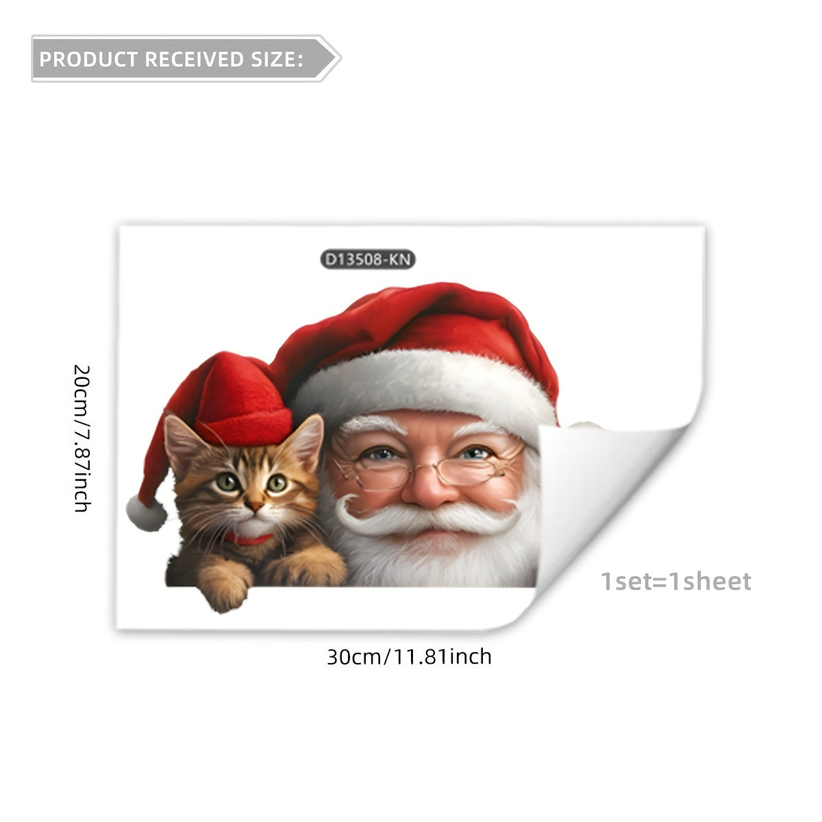 Rojdestvo oynasi yopishtiradigan kichkina Sankt Nikola shlyapasi, qor qobig'i, qayta ishlatiladigan statik yopishtiradigan 20x30 sm