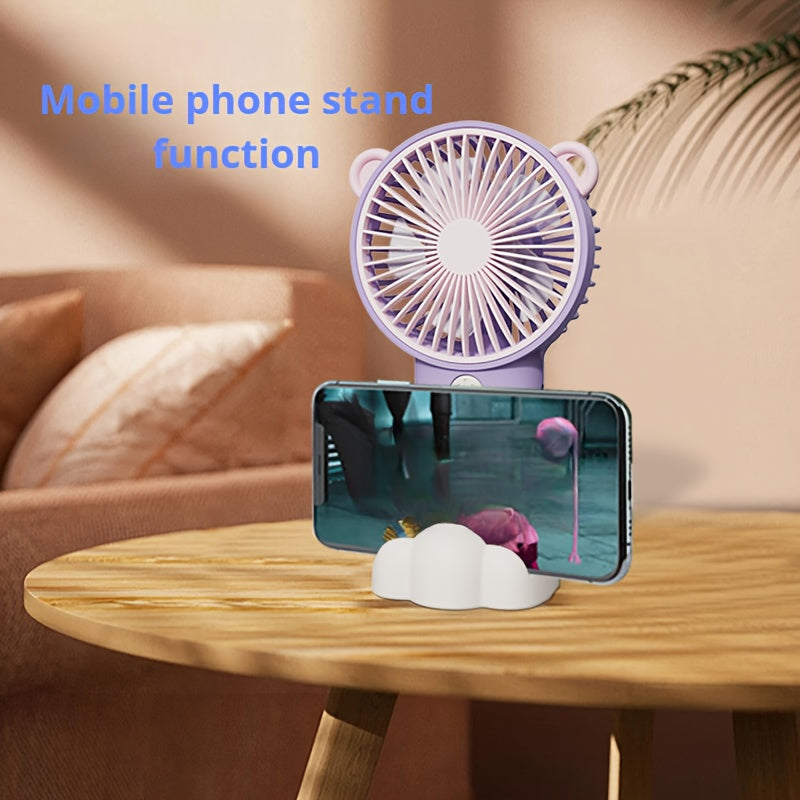 Компактный и портативный вентилятор с подставкой для телефона, портативный вентилятор с зарядкой от USB для мужчин и женщин - идеальный вентилятор для работы, активного отдыха, путешествий и кемпинга