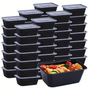 Plastic Black Food Storage Containers 26oz Leakproof Stackable Bento Boxes