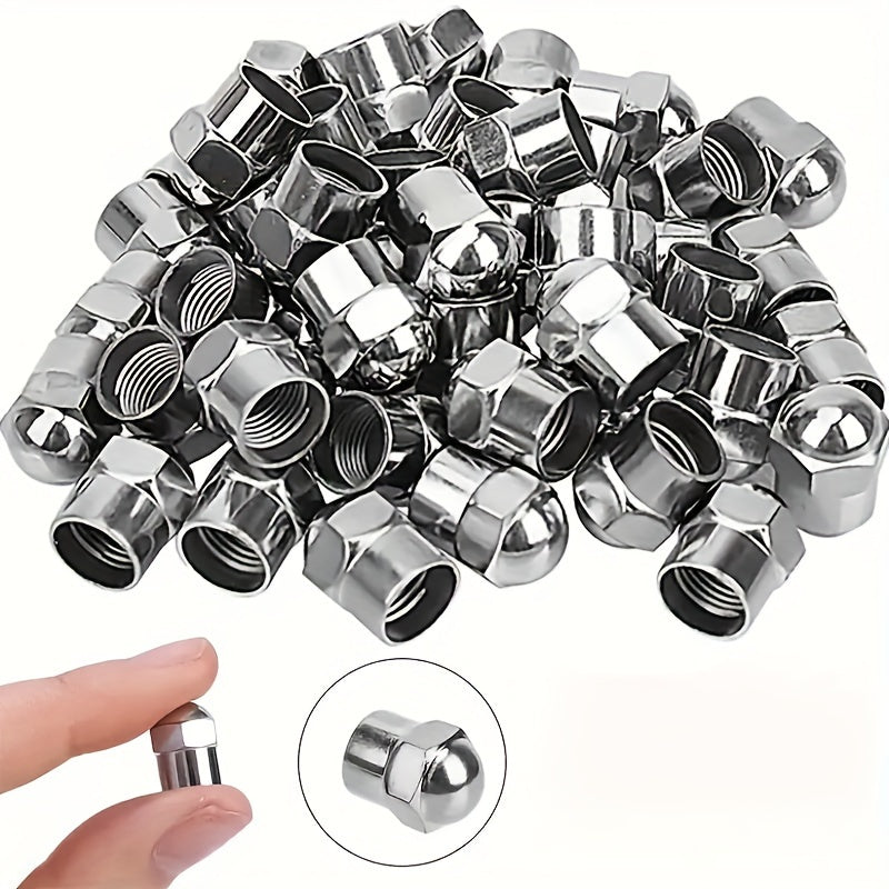 Universal Chrome Tire Valve Caps Dustproof Round Head Covers