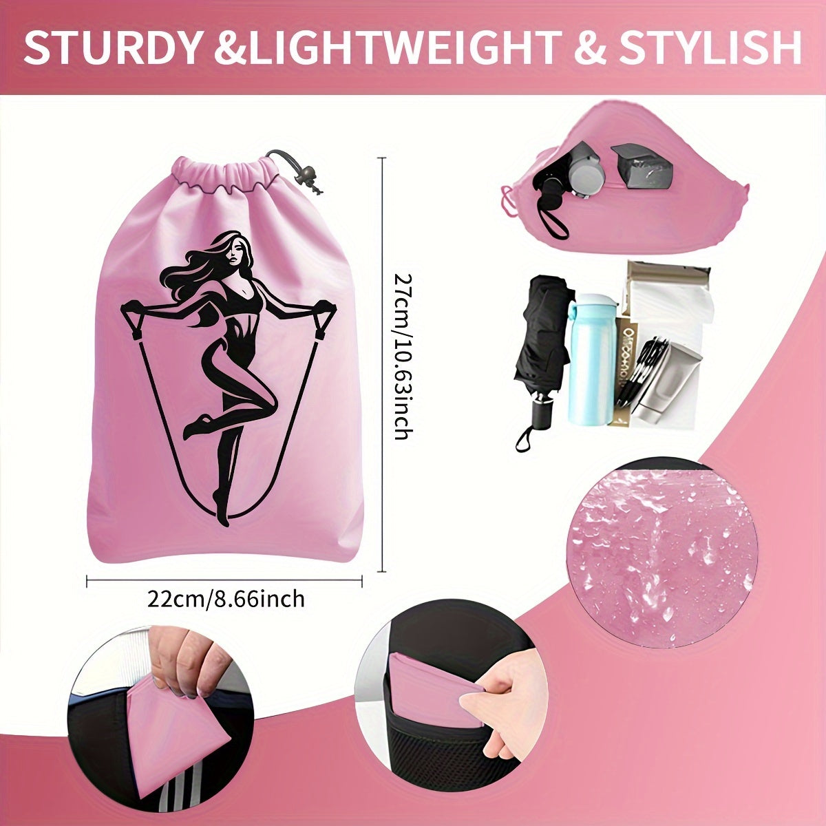 8-chiqishli Yoga Fitness to'plami EVA materialidan tayyorlangan, qarshilik lentlari, sakrash lenti, yoga halqalar va saqlash sumkasi bilan