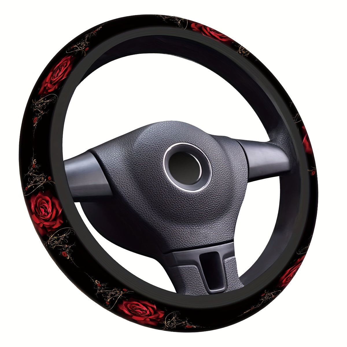 Avtomobil boshqaruv g'ildiragi qopqog'i Qizil gul bosimi Moda Universal mos keladi