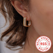 Women's Hoop Earrings Sterling Silver Zirconia for Parties and Daily Wear