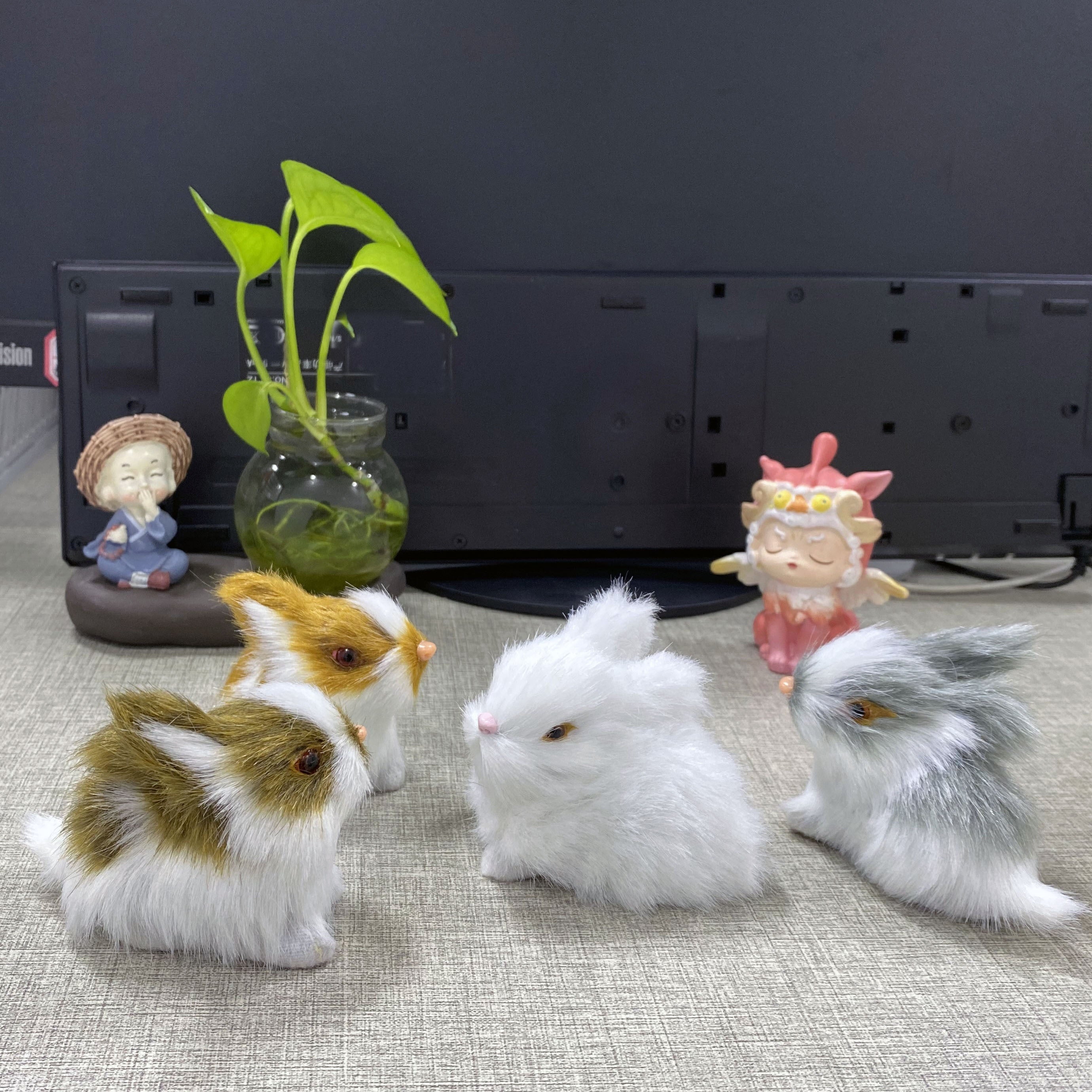 Decoración clásica de conejito de Pascua sin plumas ni pilas