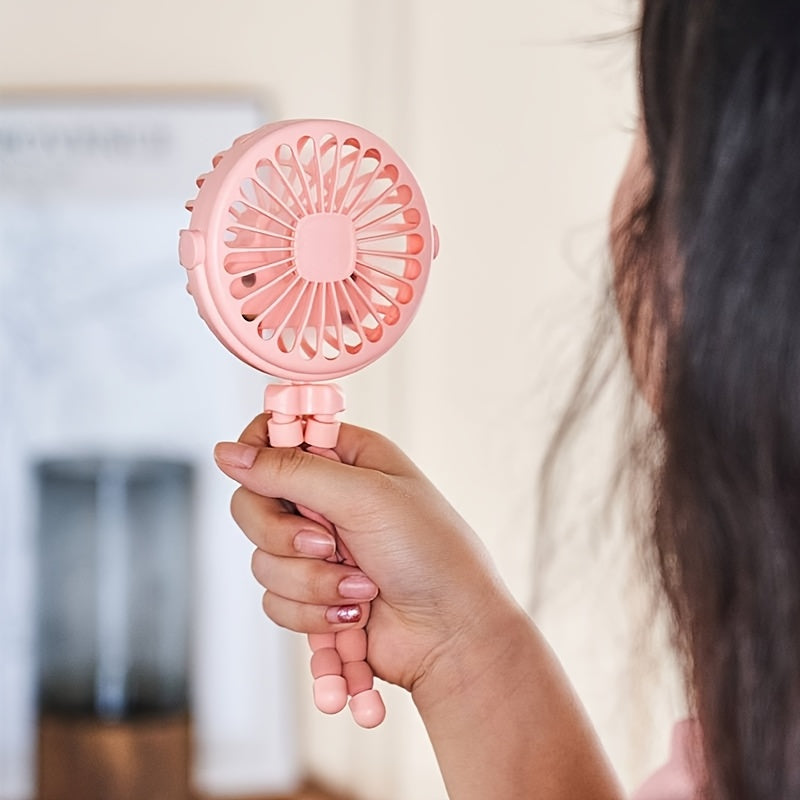 Mini USB Rechargeable Fan with Octopus Design 3 Speeds Hanger Stand for Stroller Outdoor Desk