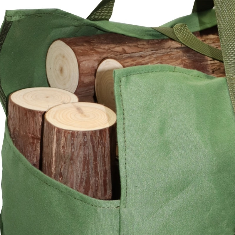Durable Canvas Firewood Carrier Bag Military Green for Camping Fireplace Storage