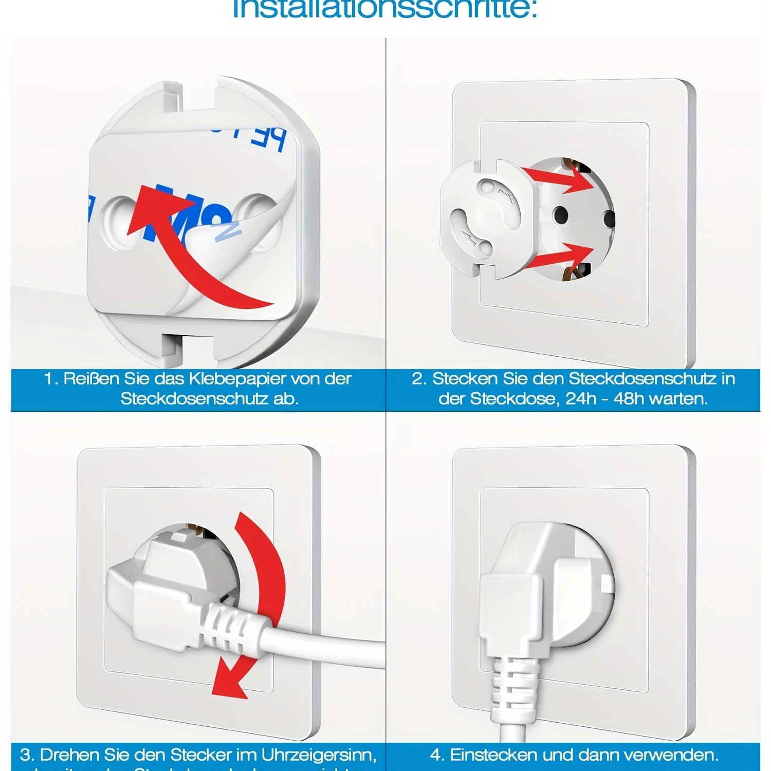 Cubiertas de enchufes de estándar europeo para la seguridad infantil, juegos de 4 u 8