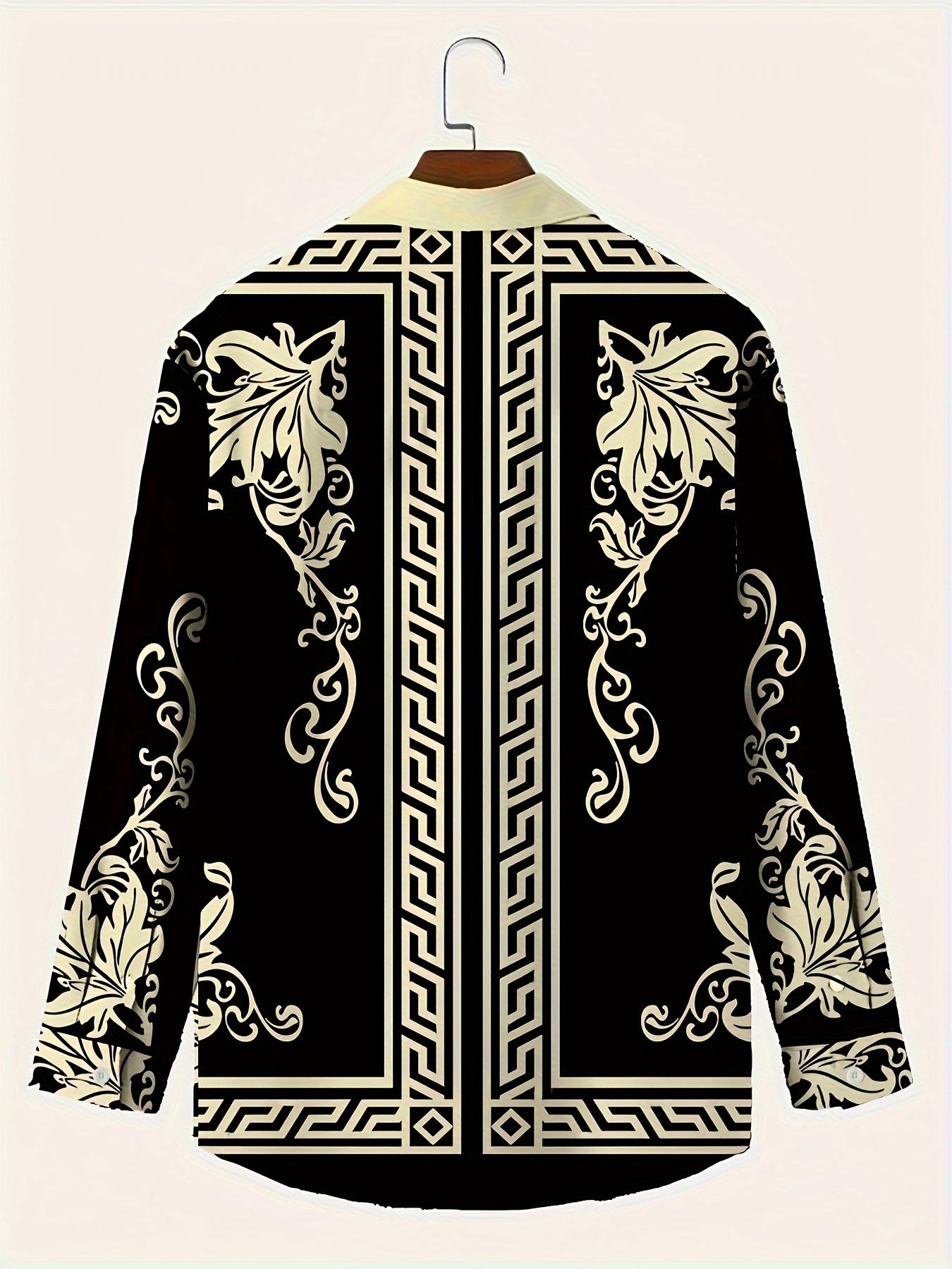 Men's Plus Size Vintage Baroque Floral 3D Print Long Sleeve Shirt with Pocket