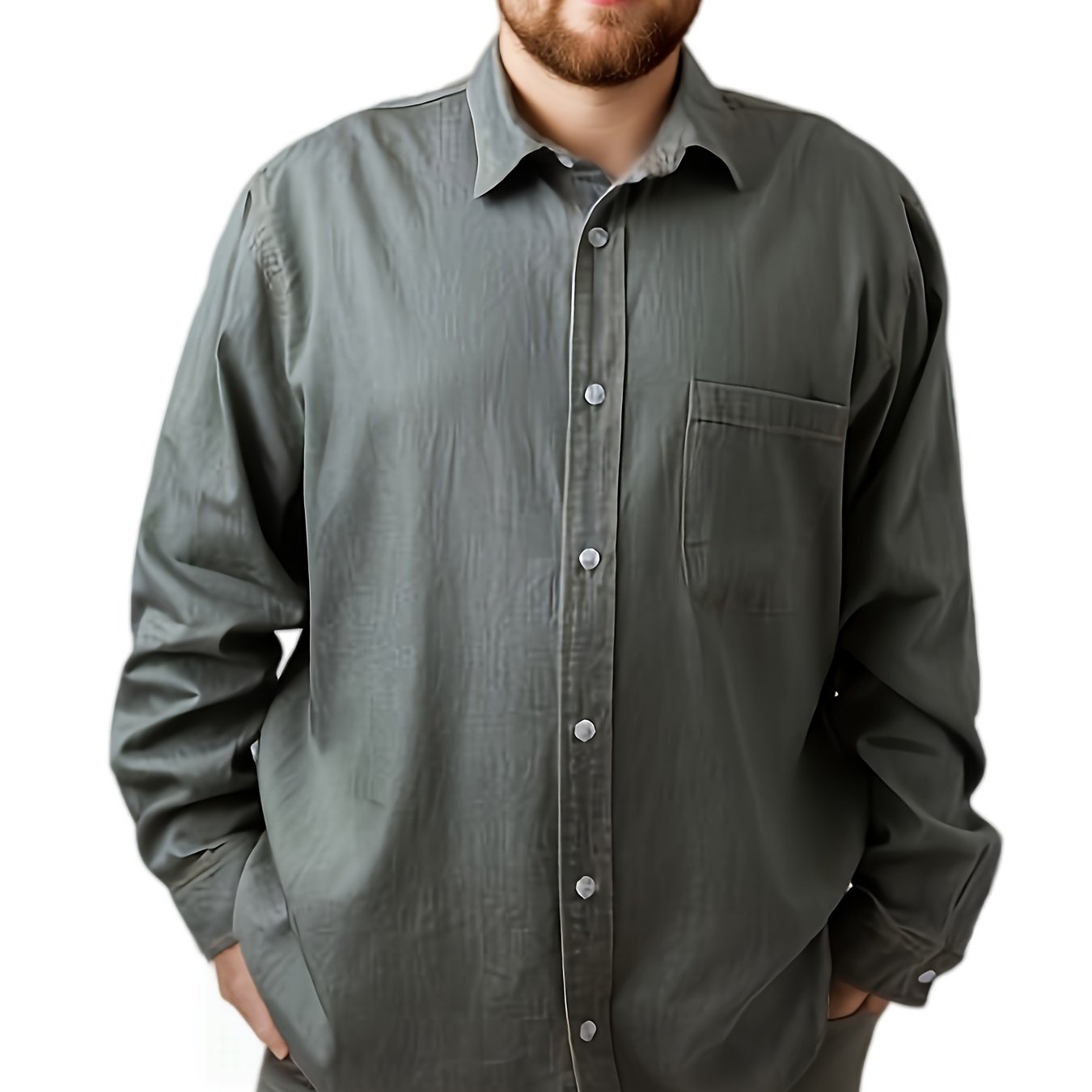 Men's Plus Size Denim Shirt Casual Woven Solid Color Button-Front Breathable Spring Fall Outdoor