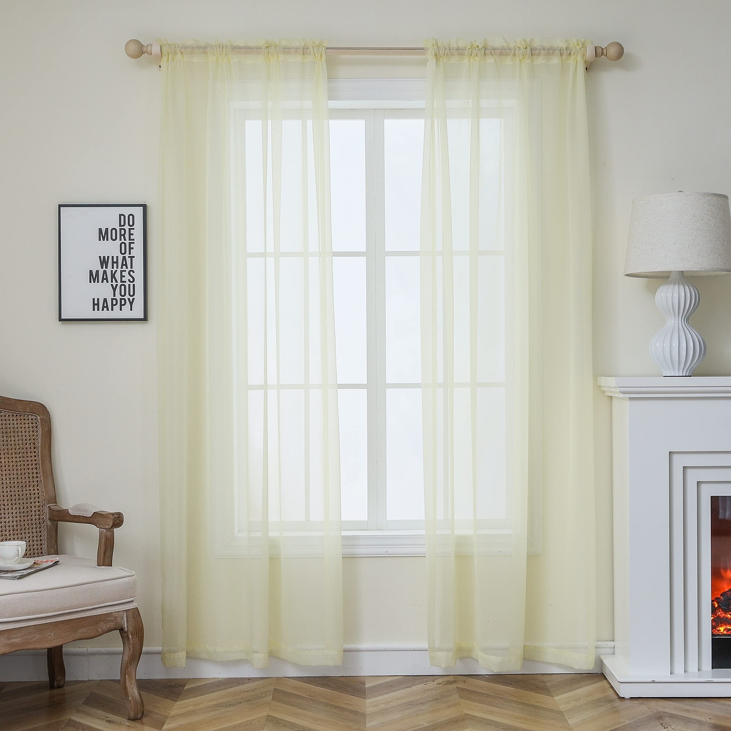 Terylene Gauze Curtains 2-Piece Set Semi-Transparent Light-Filtering Home Decor