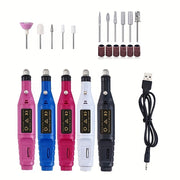 Профессиональный набор из 11 предметов для полировки ногтей работает от USB, не имеет запаха и прост в использовании для ухода за ногами, руками и ногтями, идеально подходит для салона или домашнего использования.