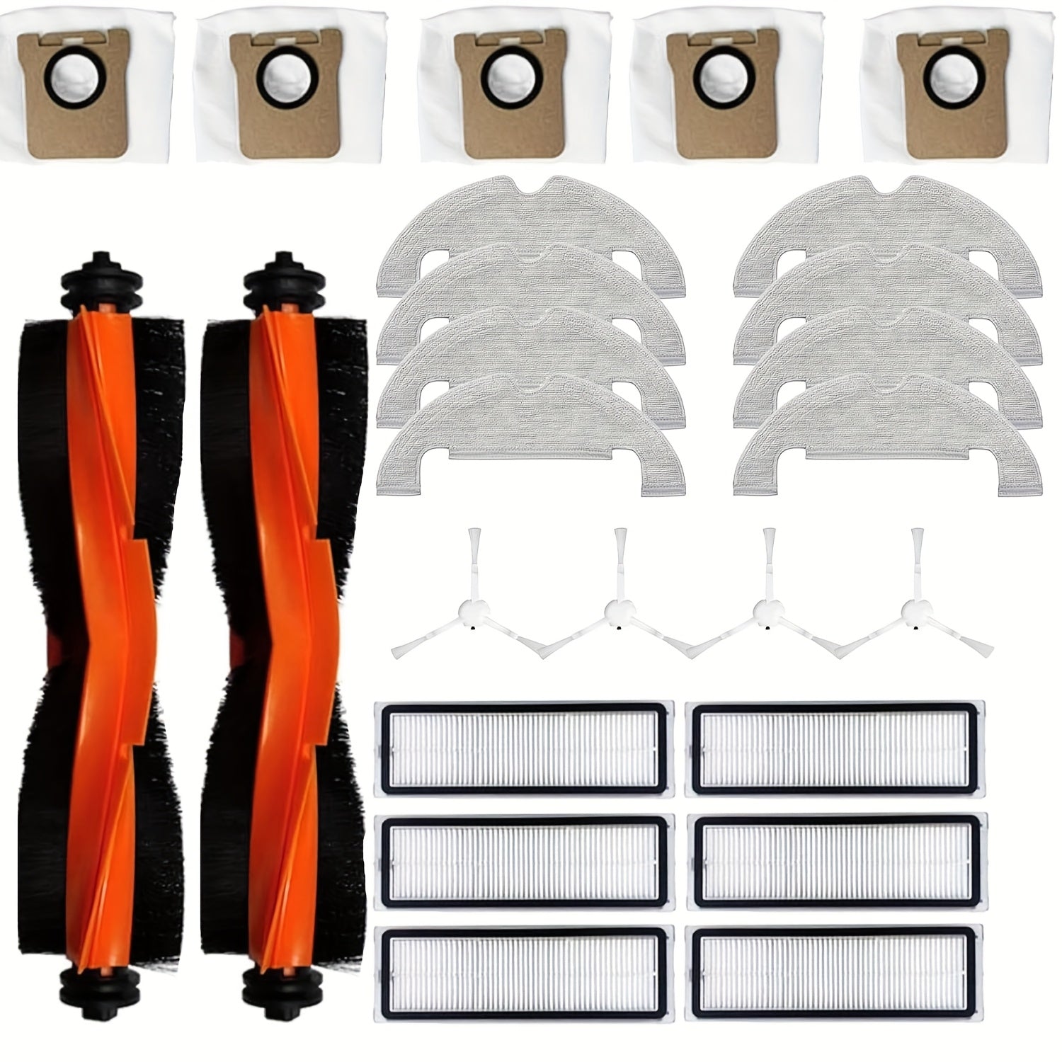 25pcs Vacuum Cleaner Replacement Parts Set for Xiaomi X10 Main Brushes Filters Side Brushes Mop Pads Dust Bags