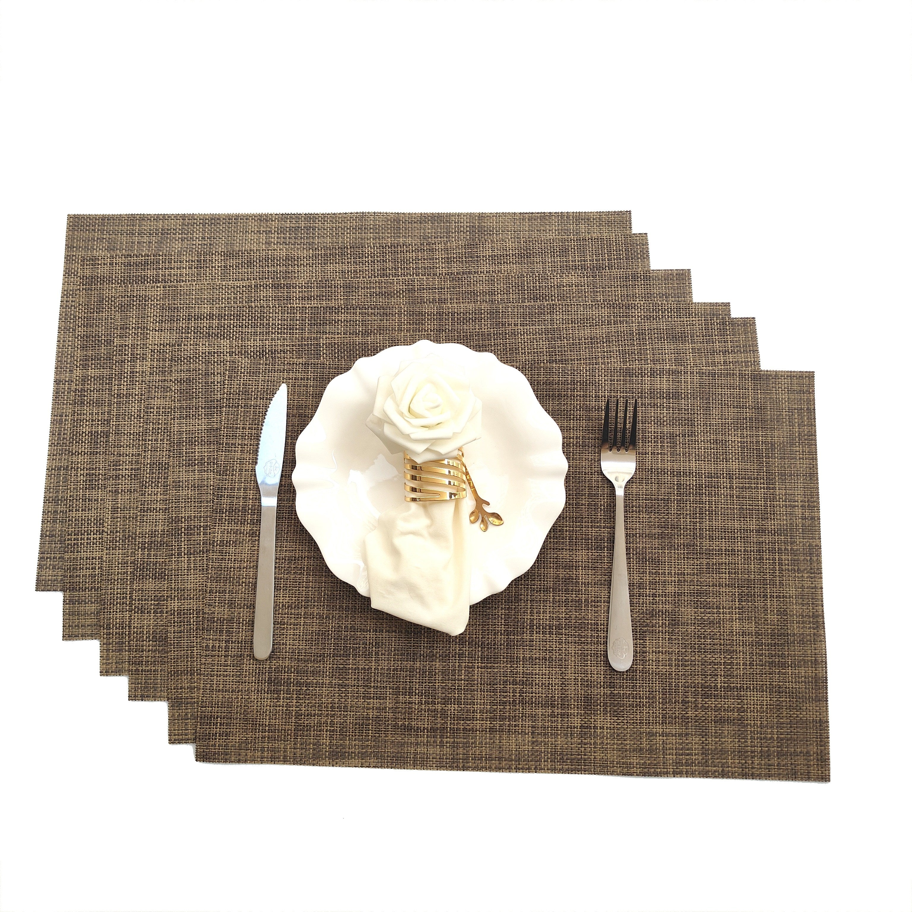 8-Pack Washable PVC Square Placemats Indoor Outdoor Bright Finish