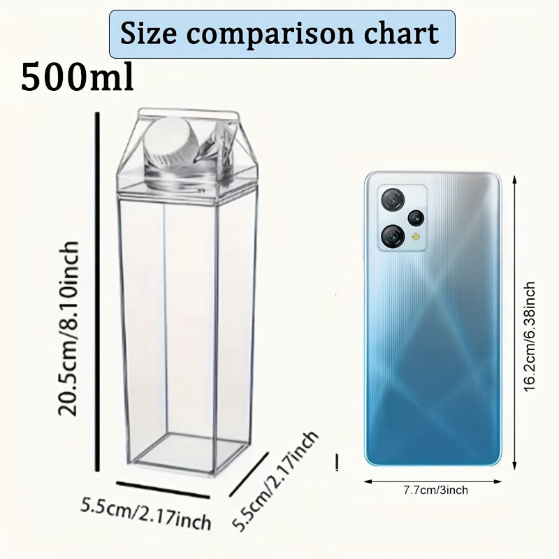 Stylish Milk Carton Water Bottle Travel-Friendly Fits in Backpacks and Car Cup Holders Cold Drinks and Fruit Juice