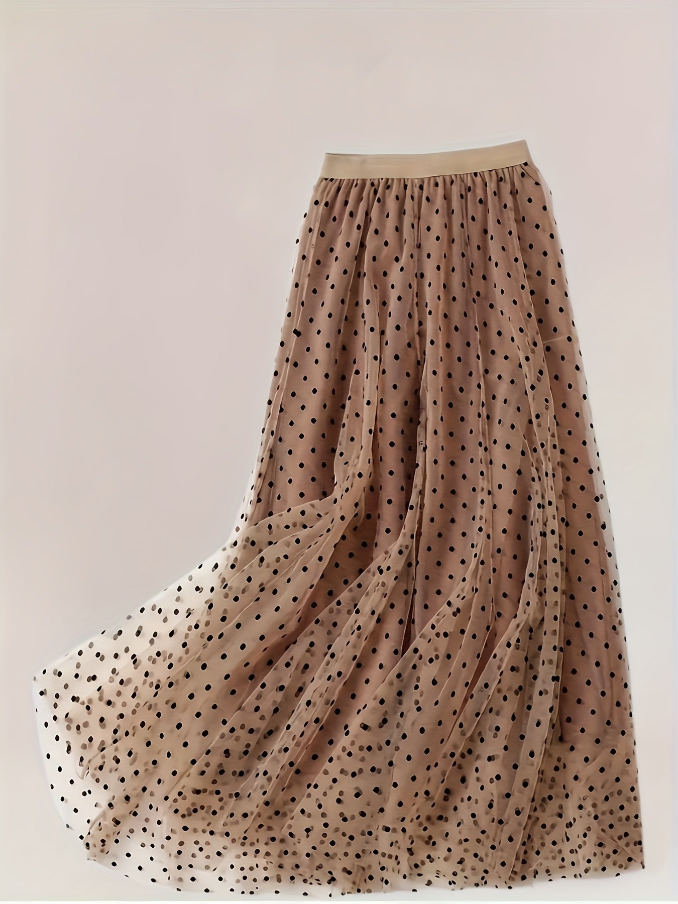 Plus Size Polka Dot Sheer Skirt Lightweight Polyester Flared Summer Beach Cover-Up
