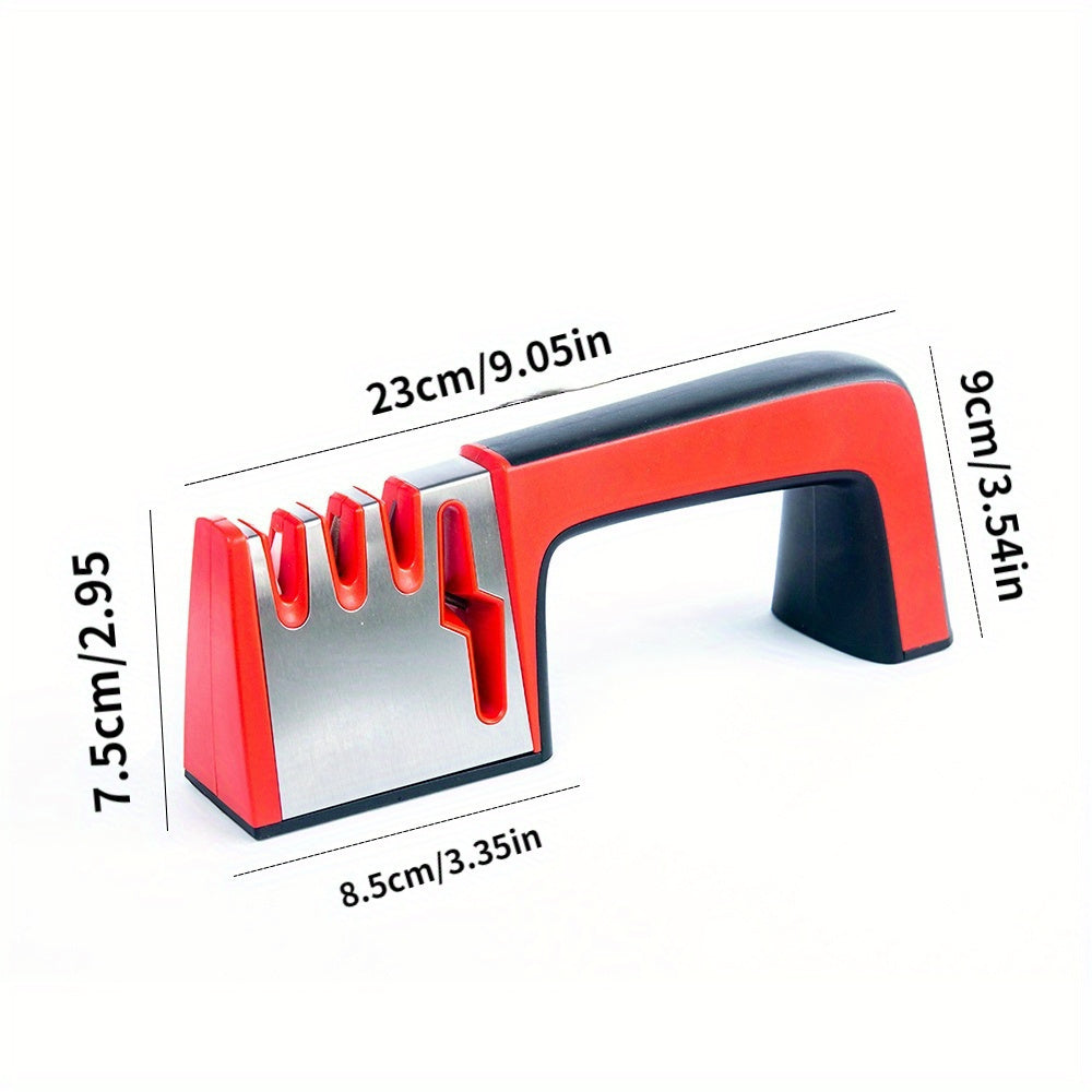 Diamond Coated 4-in-1 Knife Sharpener Non-Slip Base Stainless Steel Kitchen Tool