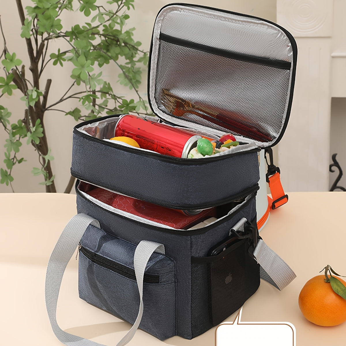 Insulated Lunch Bag with Two Layers Leakproof Cooler Carrier for Outdoor and Work Use