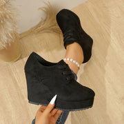 Women's Solid Color Casual Chunky Platform Shoes 10cm Heel Lightweight Boots