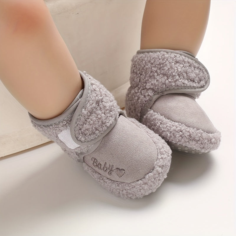 Baby Boys and Girls Winter Fabric Ankle Boots with Hook and Loop Fastener