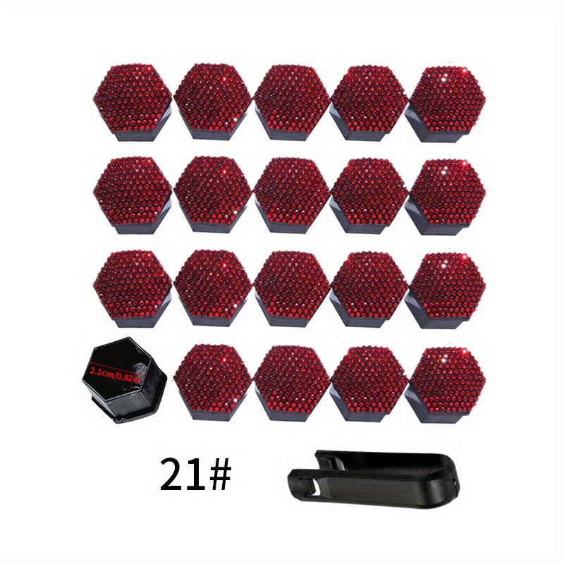 Pack of 20 Car Tire Screw Cap Hub Decoration Dust Cover 17mm 19mm 21mm