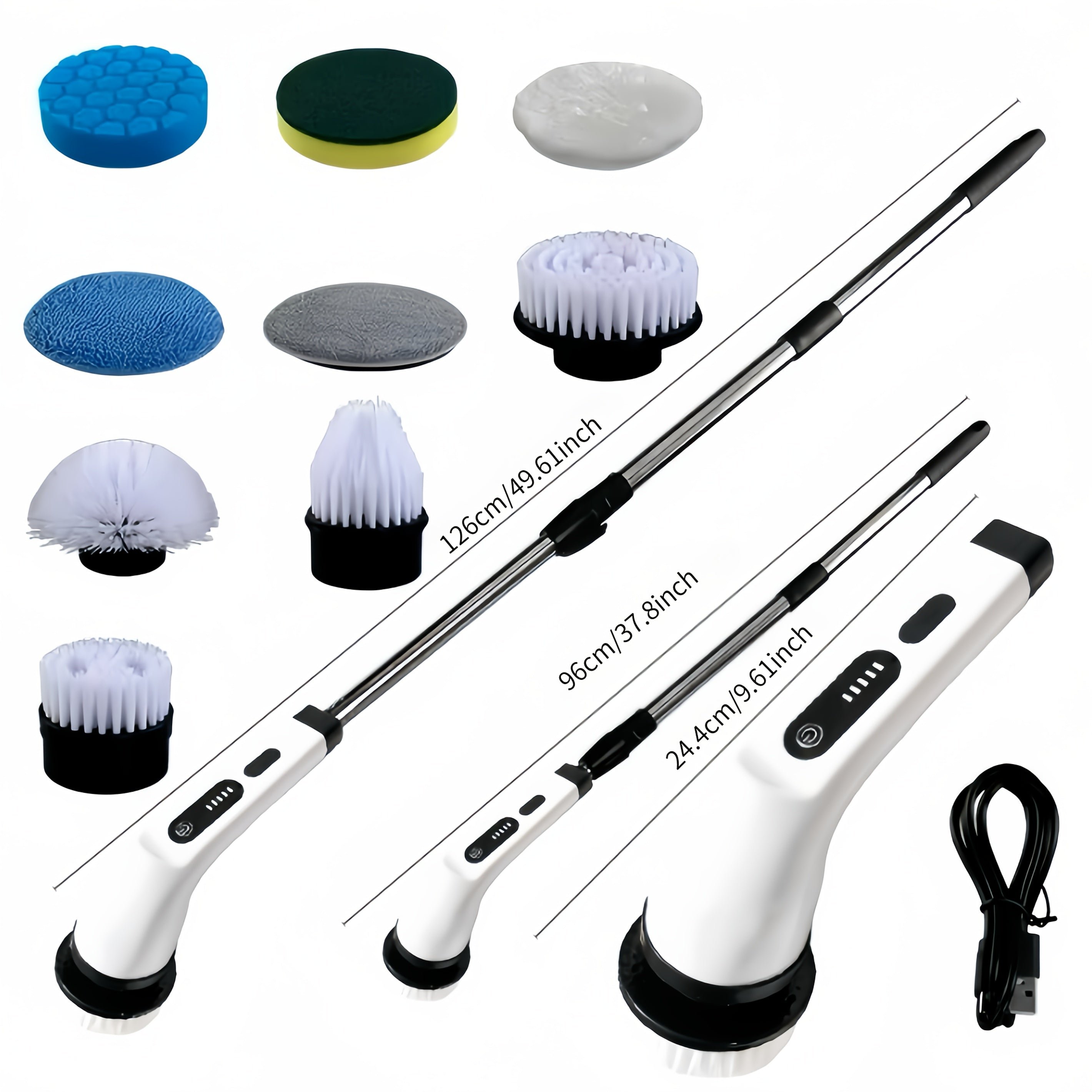 Elektr tozalash cho'tkasi to'qqizta bir joyda qo'l bilan ishlatiladigan ko'p funksiyali uzun tutqichli tortiladigan elektr cho'tka mopu to'plami