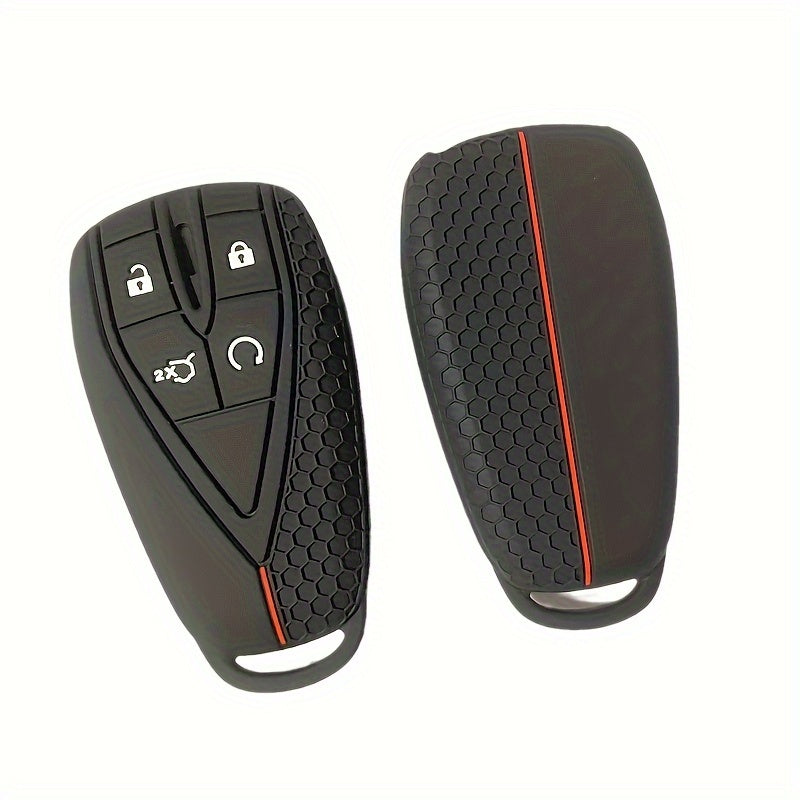 Silicone Key Cover for Car Remote Black with Blue and Red Accents
