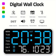 Digital Wall Clock with Temperature Date Time Alarms and Snooze Battery Powered