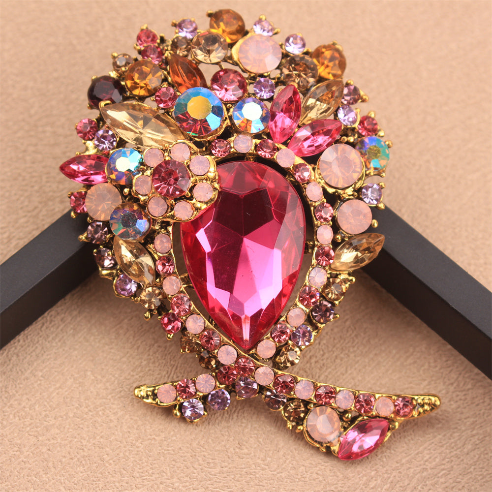 Rhinestone Flower Brooch Pin for Dresses Sweaters Hats Jewelry Accessories